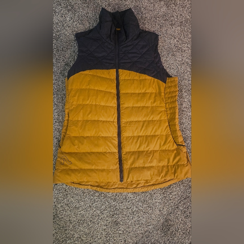 Women's Quilted Vest in Mustard and Dark Purple